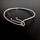 Flick and Scroll Sterling Silver Bangle