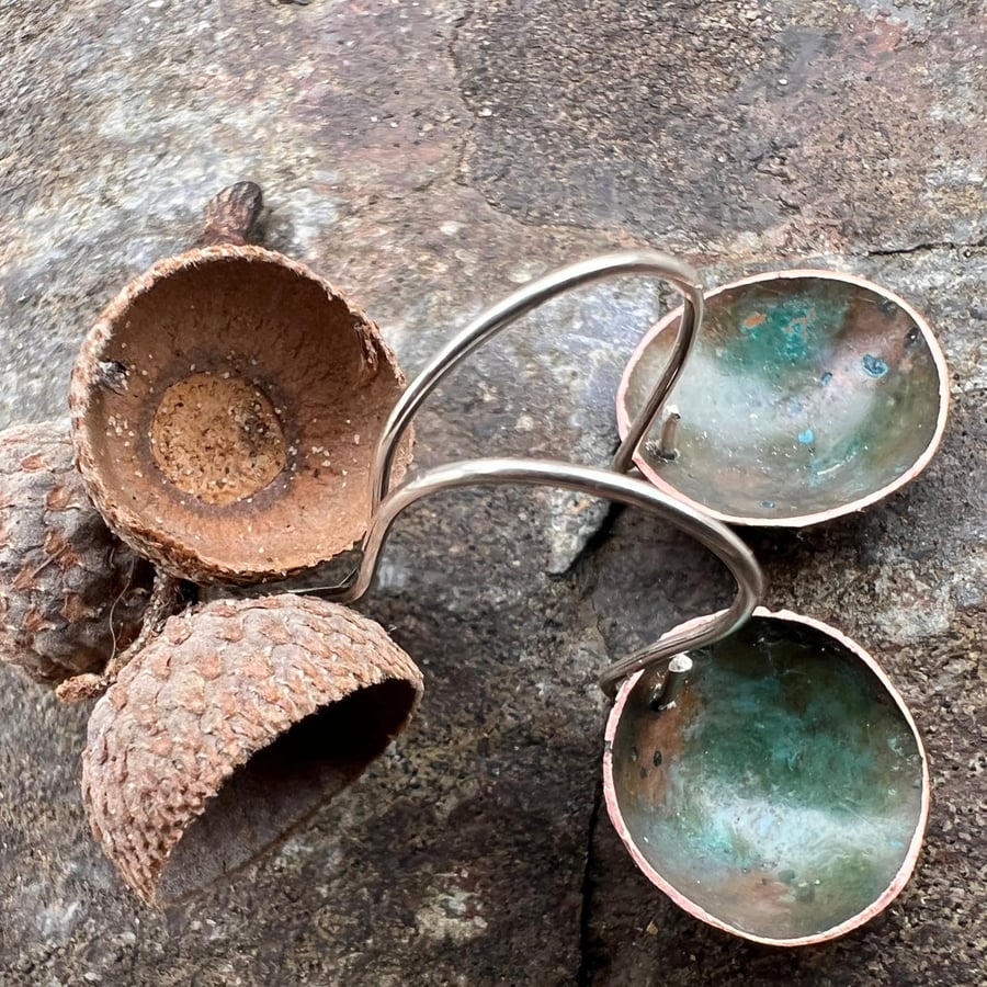Copper Verdigris Dangle Earrings