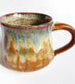 Blue and Brown Glazed Mug - Hand Thrown Stoneware Ceramic Mug  - Image 1
