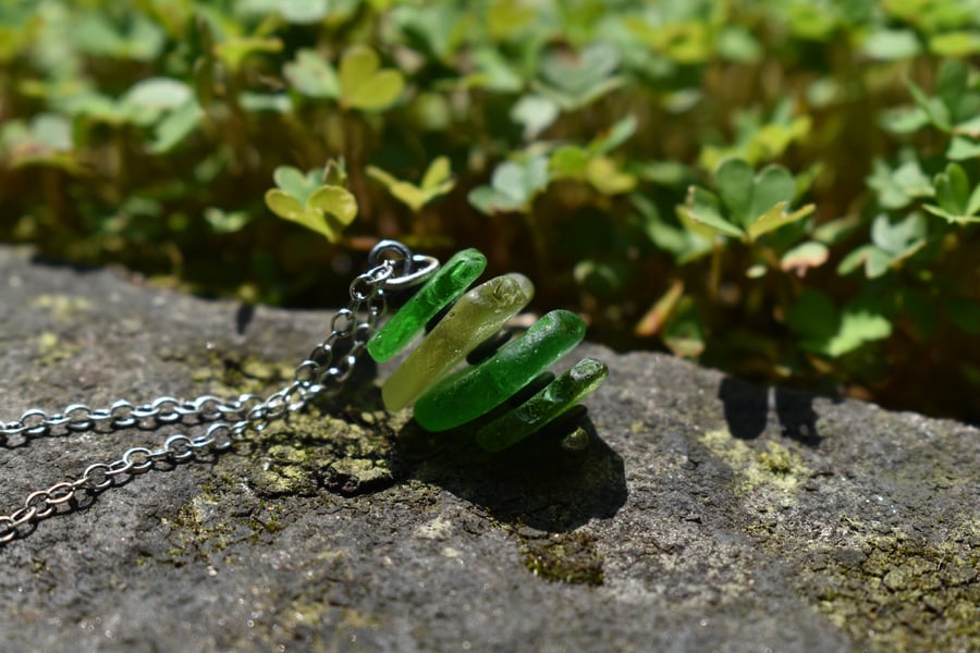 Highland Sea Glass and Sterling Silver Stacked Necklace