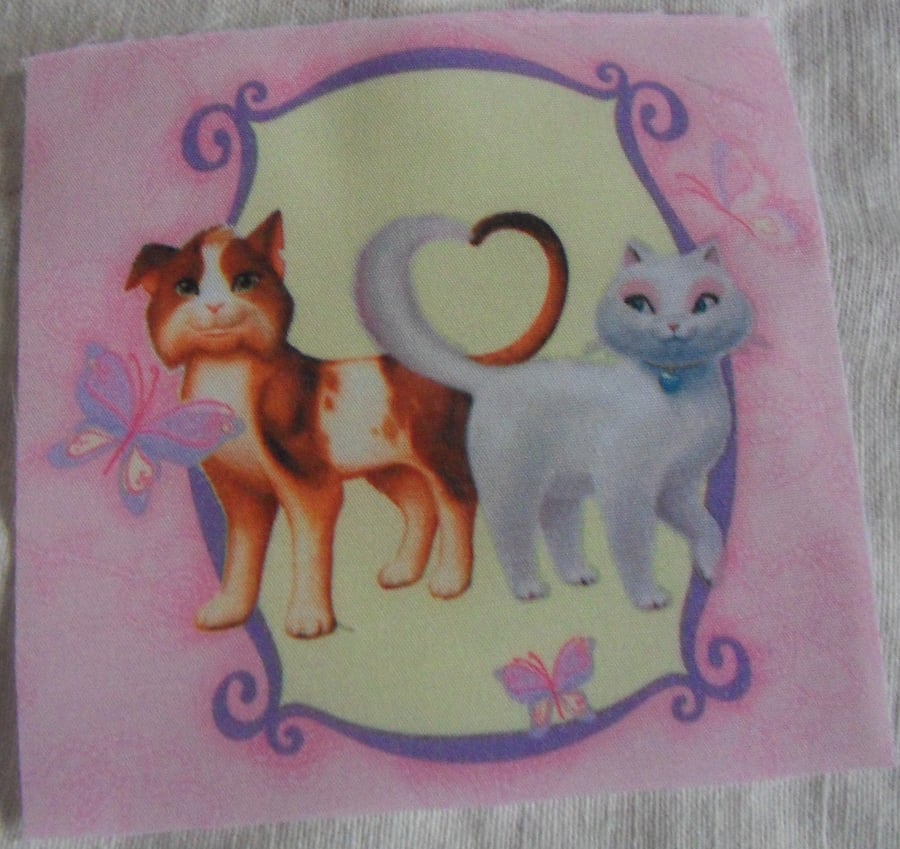 Polycotton squares. two cats.  Sold separately.  .62p postage on many (25)