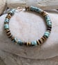 Turquoise, Gold and Tiger Eye Beaded Bracelet - Image 1