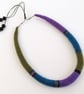 Felted cord necklace - olive, purple and aquamarine - Image 3