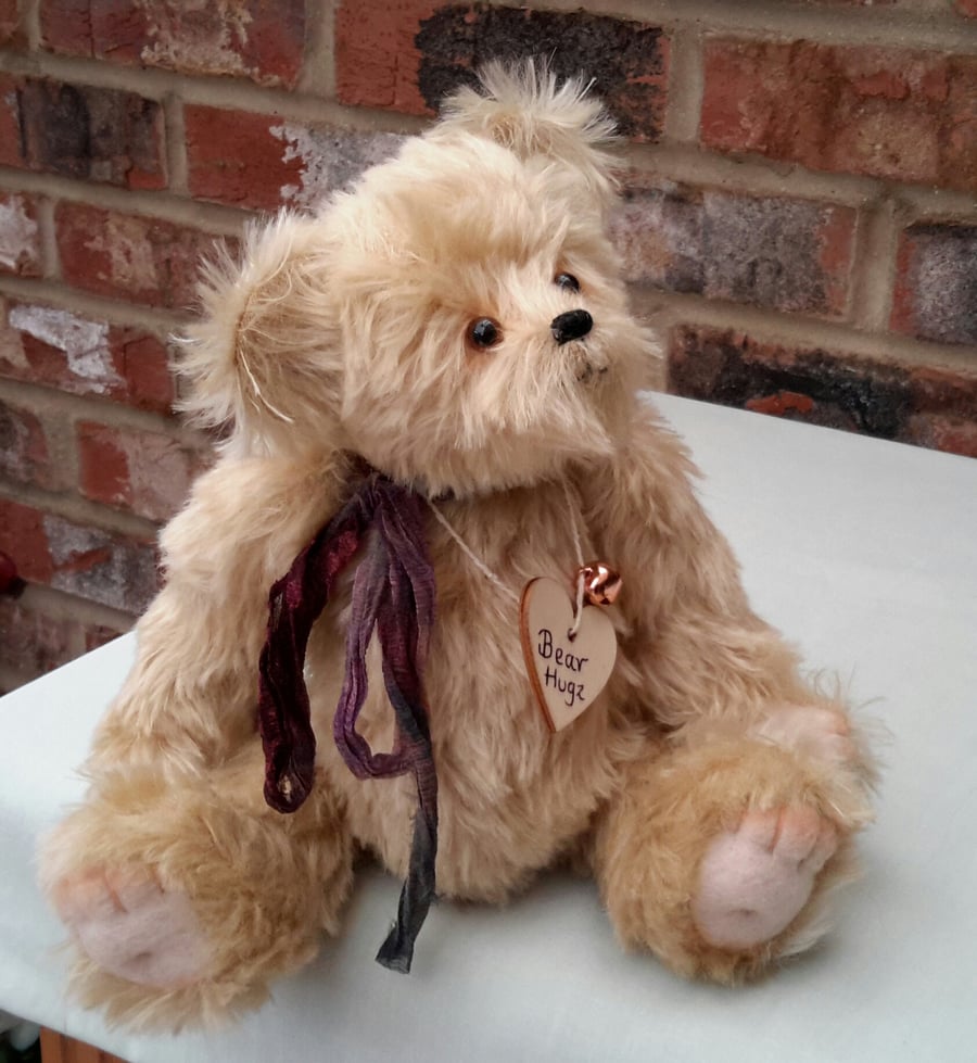 Bear Hugz, 11.5" Luxury Mohair Bear, Artist Bear, Collectable Teddy Bear 