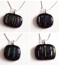 Black Dichroic Fused Glass Pendant - Rainbow Iridescent Necklace - Image 1