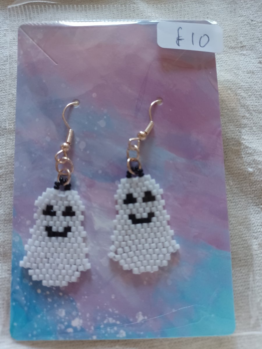 Beaded Ghost Earrings 