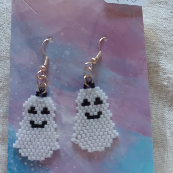 Beaded Ghost Earrings 