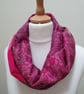 Sari silk and tweed double sided infinity scarf - snood. Shades of pink and ceri - Image 7