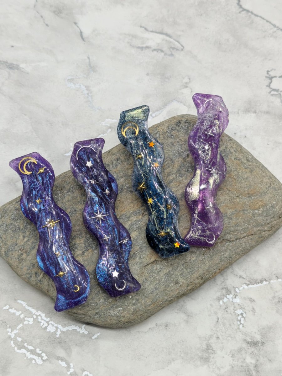 Celestial Hair Clips, Resin Hair Clips, Resin Celestial Clips, Gift for Her