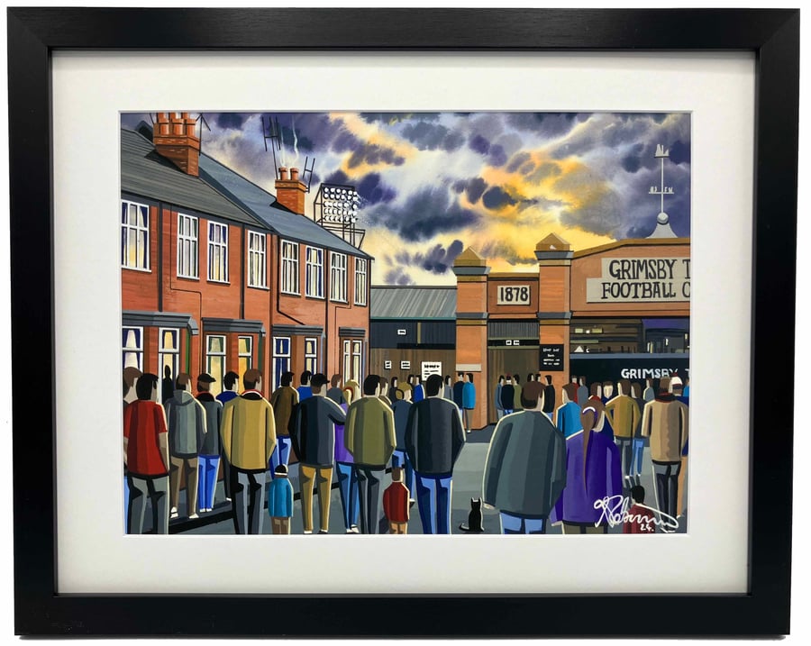 Grimsby, Blundell Park Stadium, Framed, Football Art Print 14" x 11" Frame 