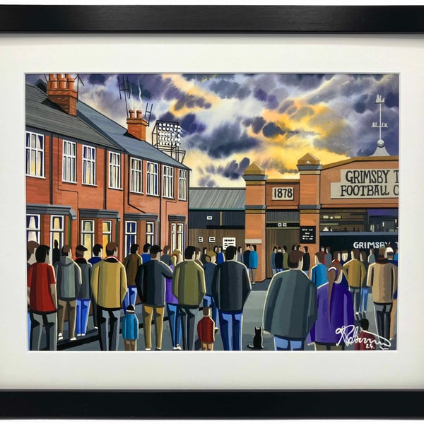 Grimsby, Blundell Park Stadium, Framed, Football Art Print 14" x 11" Frame 