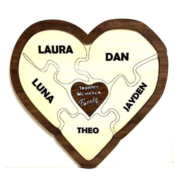 Handmade Personalised Wooden Family heart