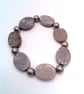 Black Grey Marbled Oval Stone and Gunmetal Spacer Men's Bracelet, Men's Bracelet - Image 7