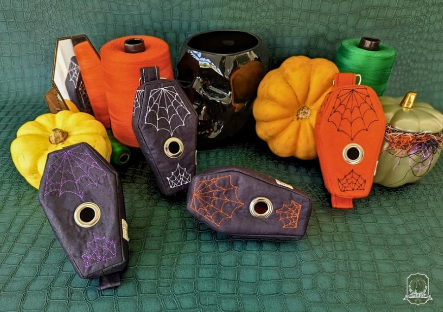 Coffin Embroidered Poo Bag Dispenser,