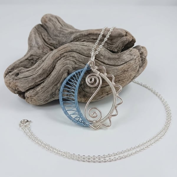 Wire Sun And Moon Necklace