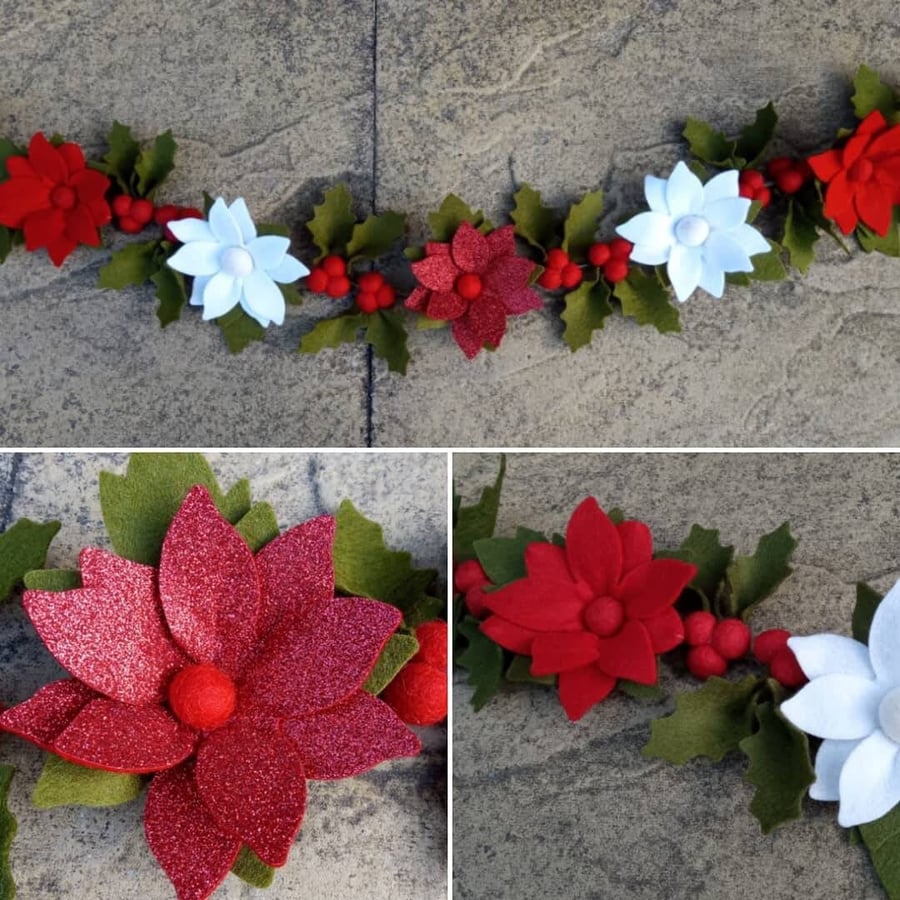 Christmas Garland, Christmas Decorations, flower garland, Winter flowers