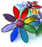 Rainbow Daisy Suncatcher Stained Glass Flower Dichroic Nugget - Image 2