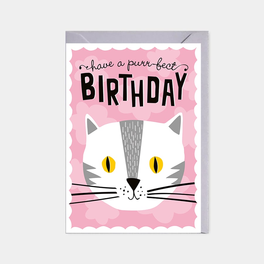 Kids birthday card - cat birthday card - cute animal card - 