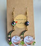 Cat Moon Earrings  - Dark Faceted AB Beads - Image 3