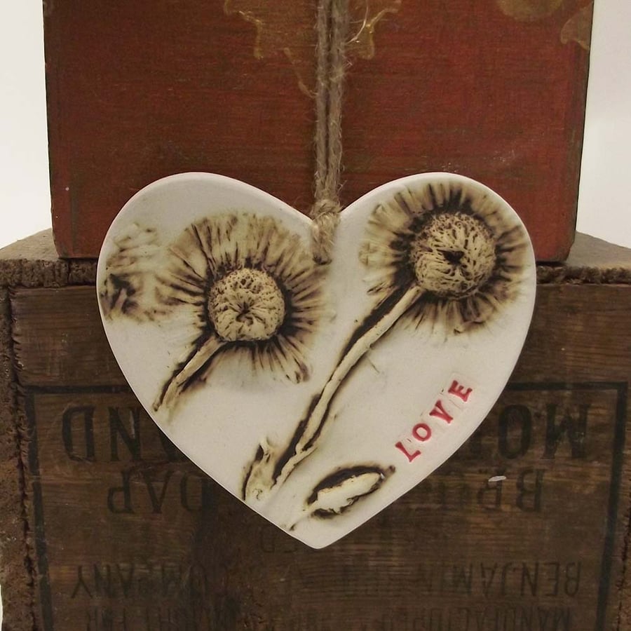 Ceramic LOVE heart decoration Pottery Valentines