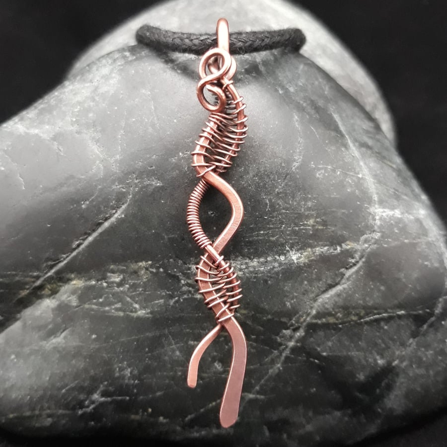 Twisted Wave Hammered Copper Pendant