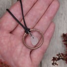 White Frosted Sea Glass and Copper Adjustable Waxed Cotton Cord Necklace
