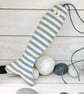 FABRIC FISH DECORATION - blue and white stripes
