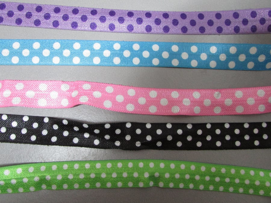 Polka Dot Fold Over Elastic x 1 metre