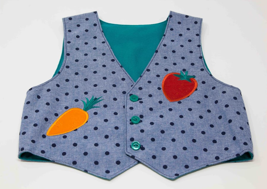 Dotty Chambray Waitcoat 1 - 2 Years