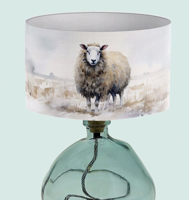 Watercolor Lampshade with Sheep Modern Watercolour print Lampshade 