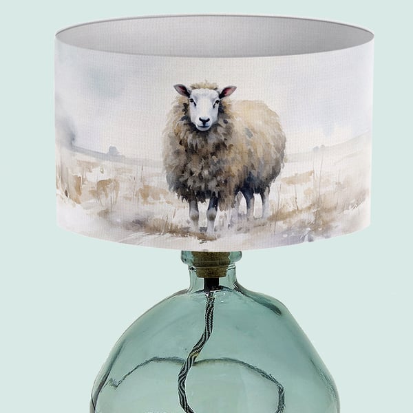 Watercolor Lampshade with Sheep Modern Watercolour print Lampshade 
