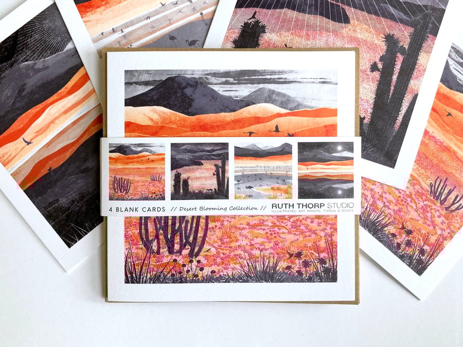 Desert Blooming Pack of 4 Greeting Cards