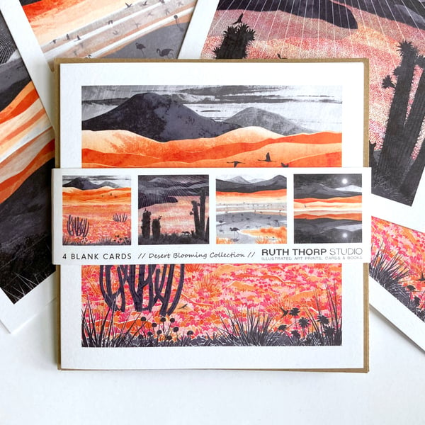 Desert Blooming Pack of 4 Greeting Cards