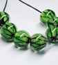 Handmade green snakeskin patterned lamp work glass beads - Image 5