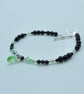 Onyx, Black Spinel & Crystal Bracelet, August Birthstone, Leo, Anniversary Gift 