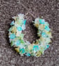 Pastel blue & Lemon Flower Hand Beaded Statement Wrist Corsage Bracelet - Image 3