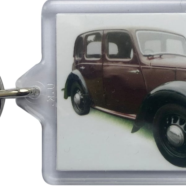 Morris Eight 1939 - Keyring with 50x35mm Insert - Car Enthusiast
