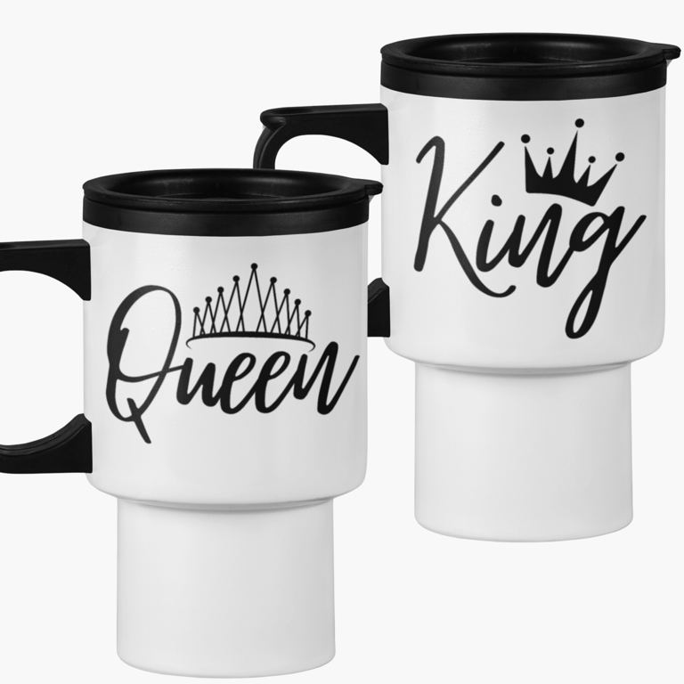 Couples Travel Mug Set of 2 Travel Mugs King and Queen Couples gift