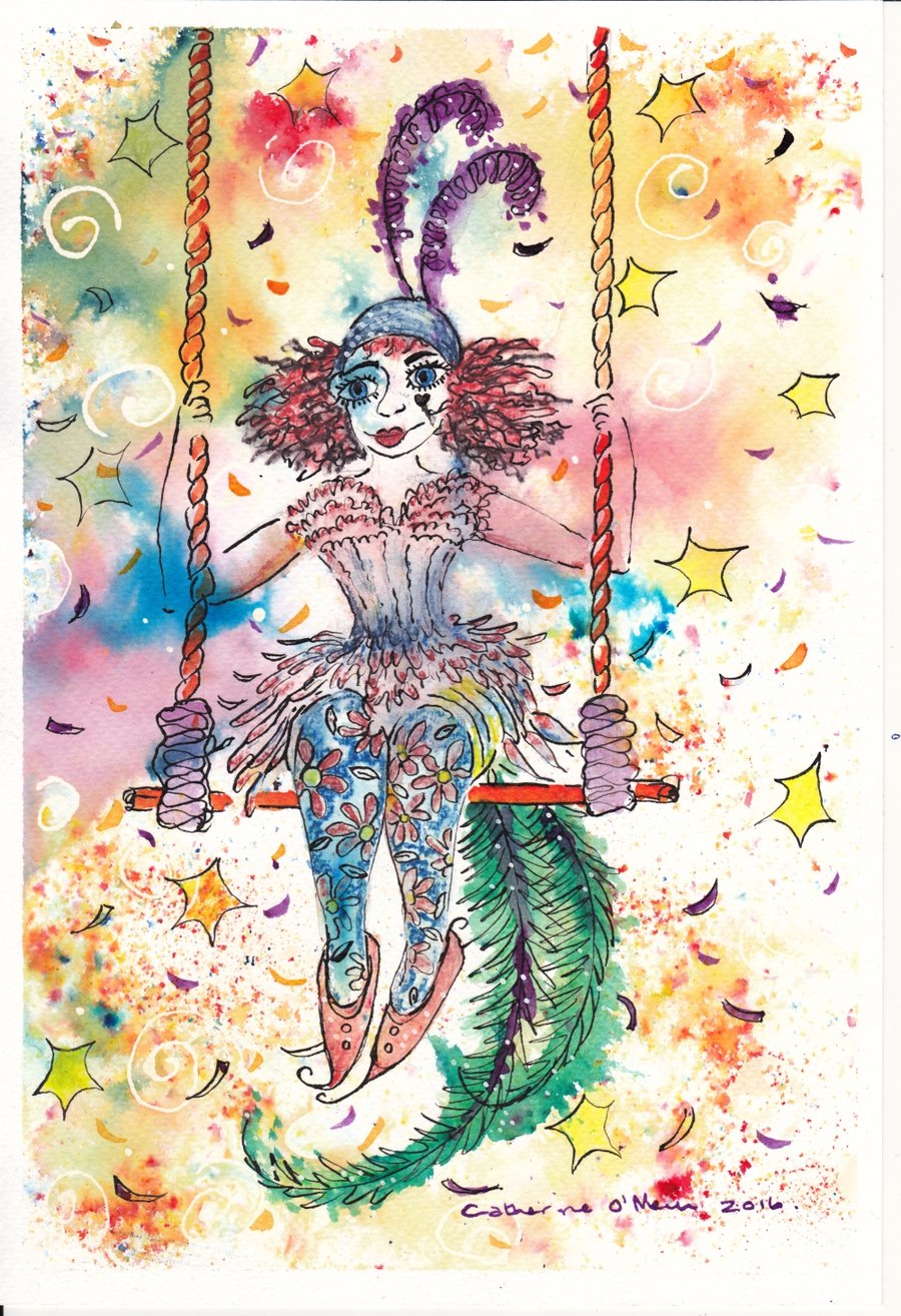 Circus Act - Original Watercolour and Ink illustration