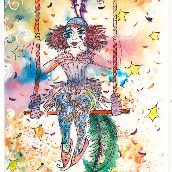 Circus Act - Original Watercolour and Ink illustration