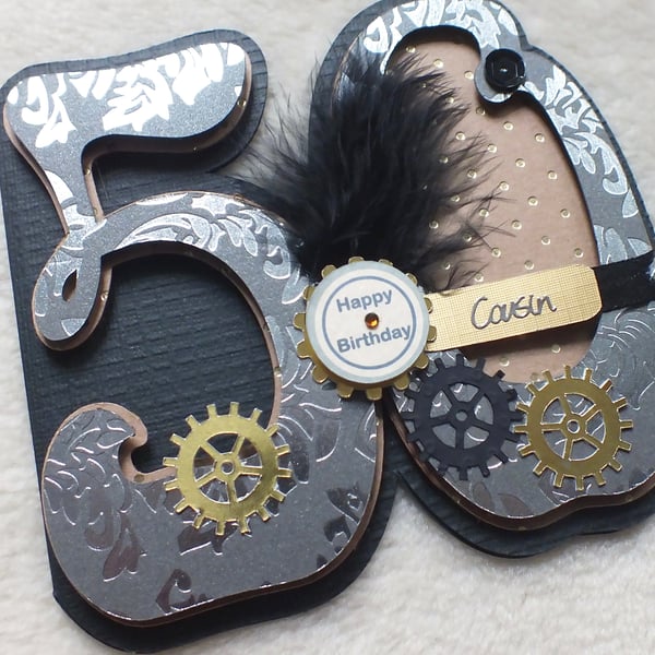 Luxury Handmade Personalised 50th Birthday Number Shaped Card