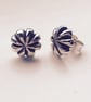 Silver 8 Petal Stud Earrings - Image 1