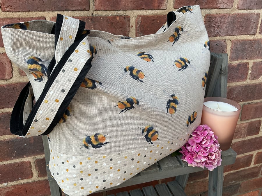 Large Bee Organiser TwoTone Shopping Bag