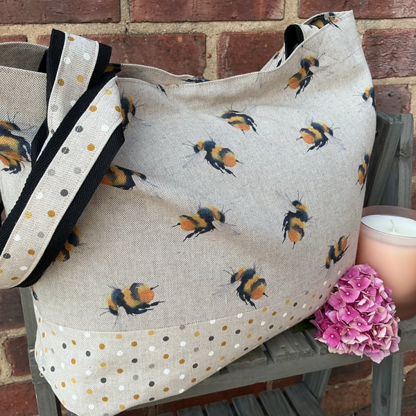 Large Bee Organiser TwoTone Shopping Bag