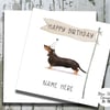 Black Tan Dachshund Watercolour Print Personalised Birthday Card