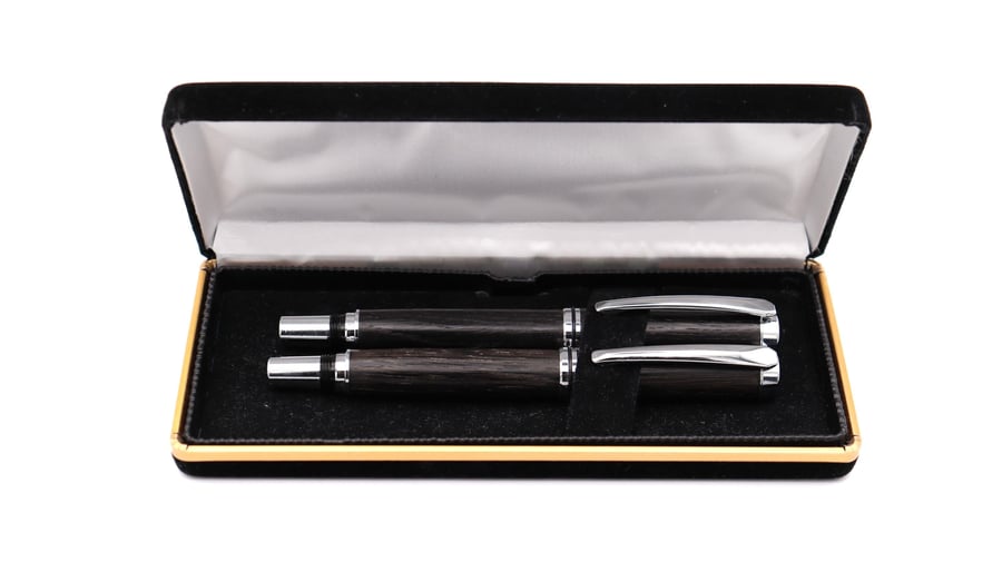 Viscount Fountain Pen & Rollerball Set - Bog Oak
