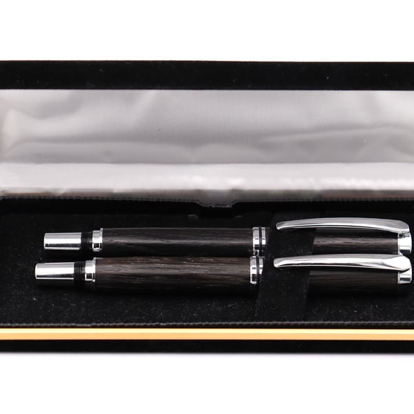Viscount Fountain Pen & Rollerball Set - Bog Oak