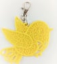 Yellow bird bag charm or keyring