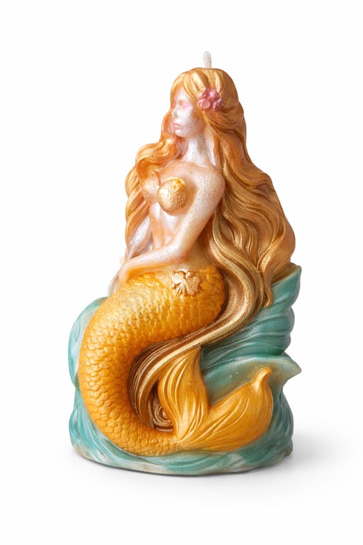 Handmade Mermaid Candle-Sculpted Ocean Inspired