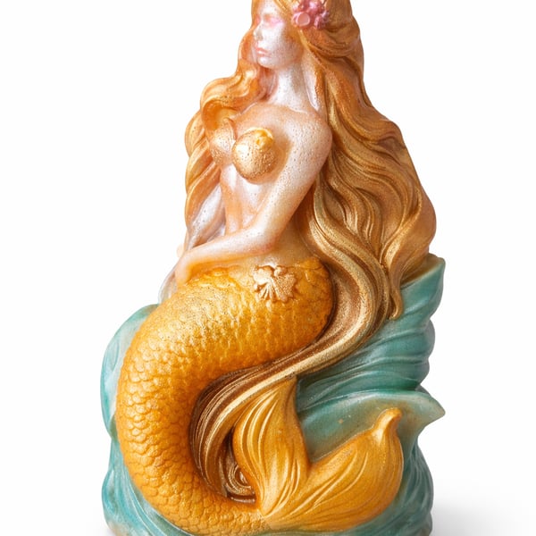 Handmade Mermaid Candle-Sculpted Ocean Inspired